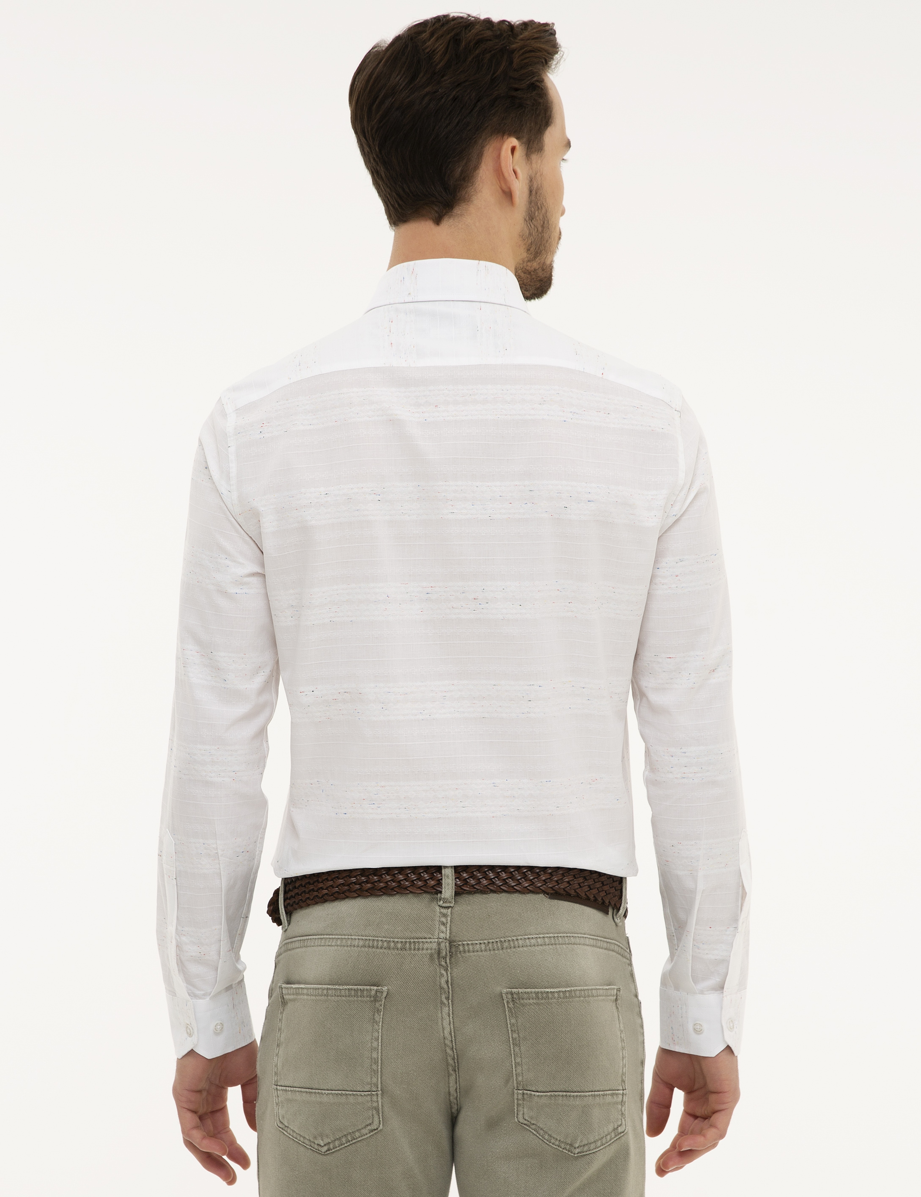 Beyaz Slim Fit Uzun Kollu Gömlek - Image 3