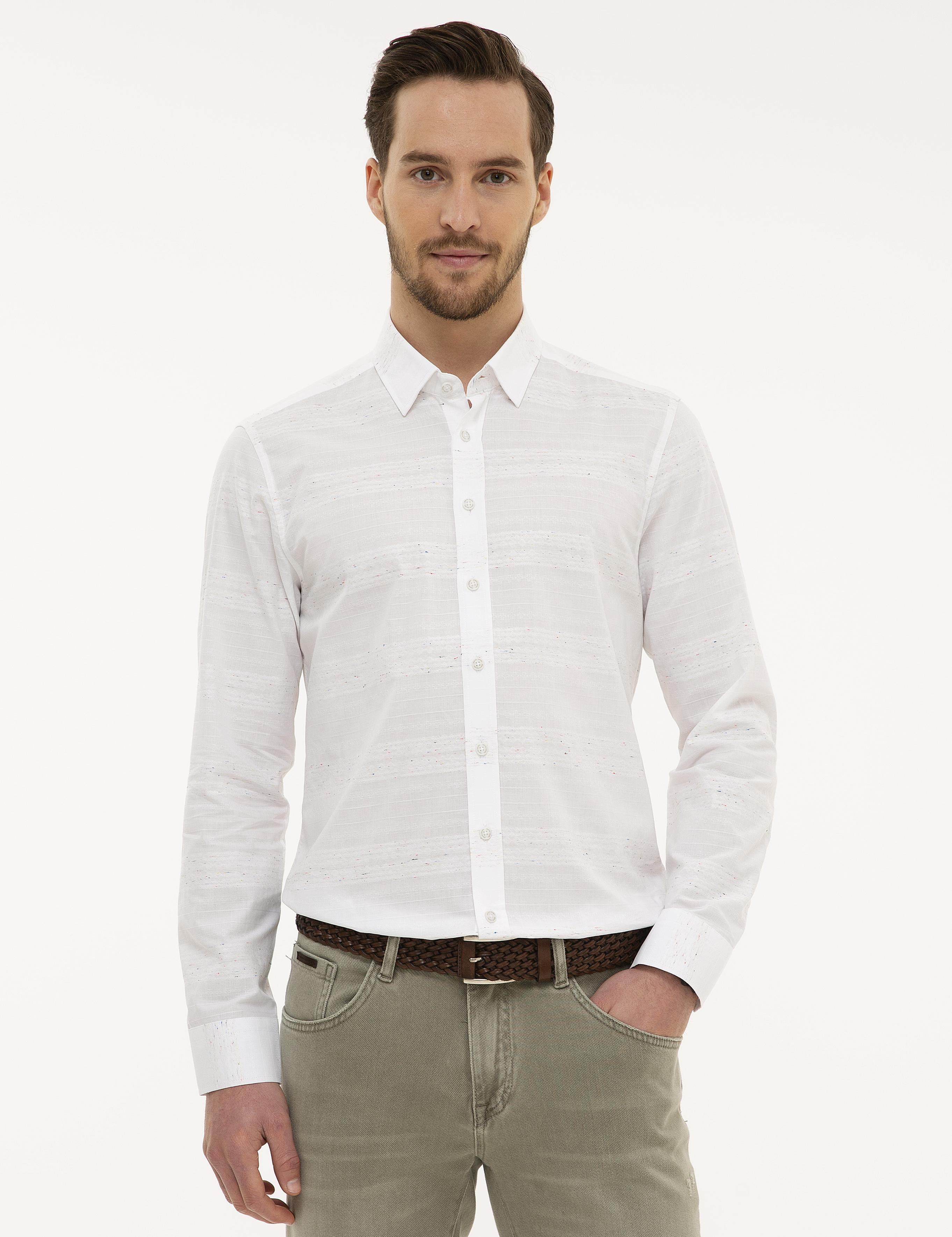 Beyaz Slim Fit Uzun Kollu Gömlek