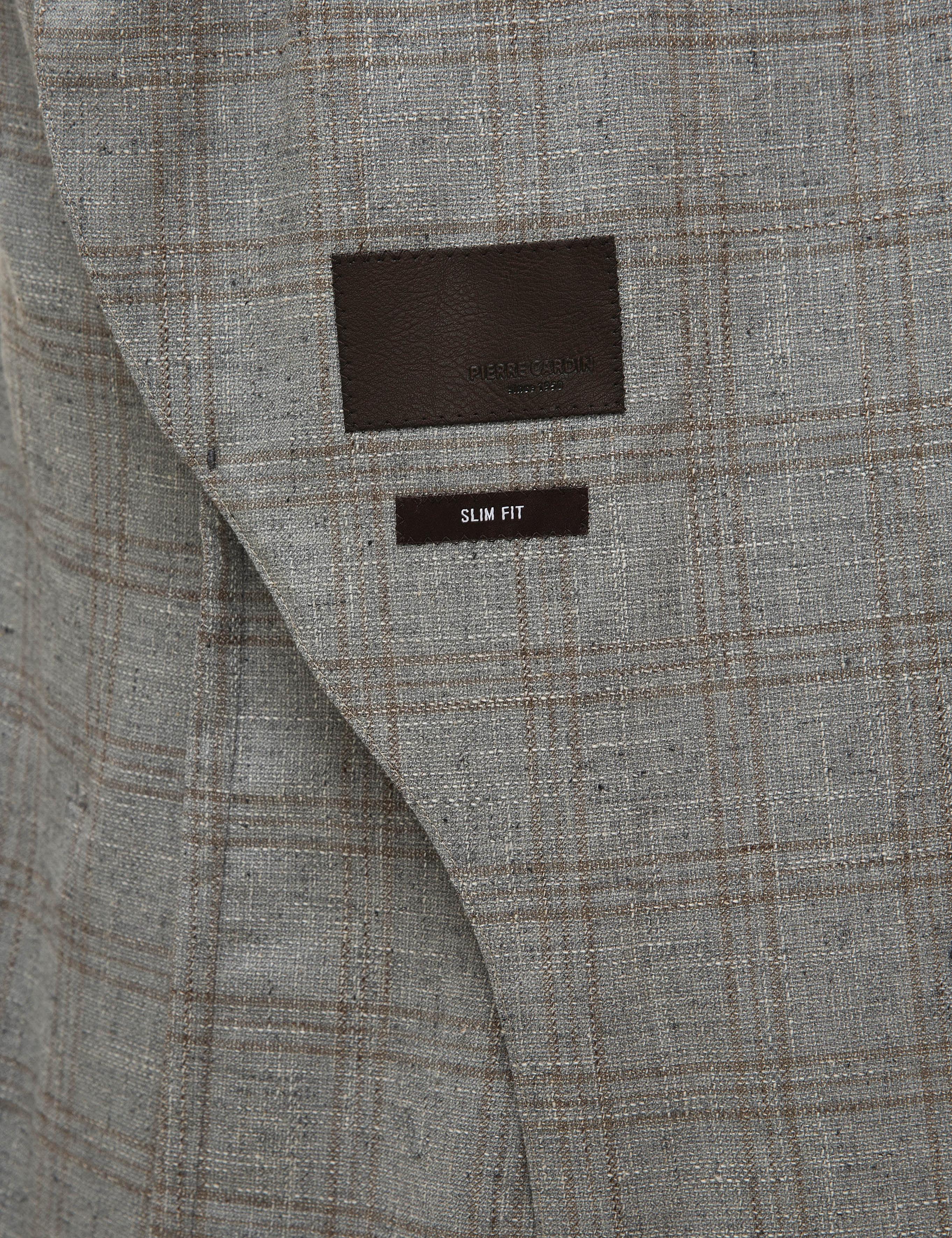 Gri Slim Fit Ekose Ceket