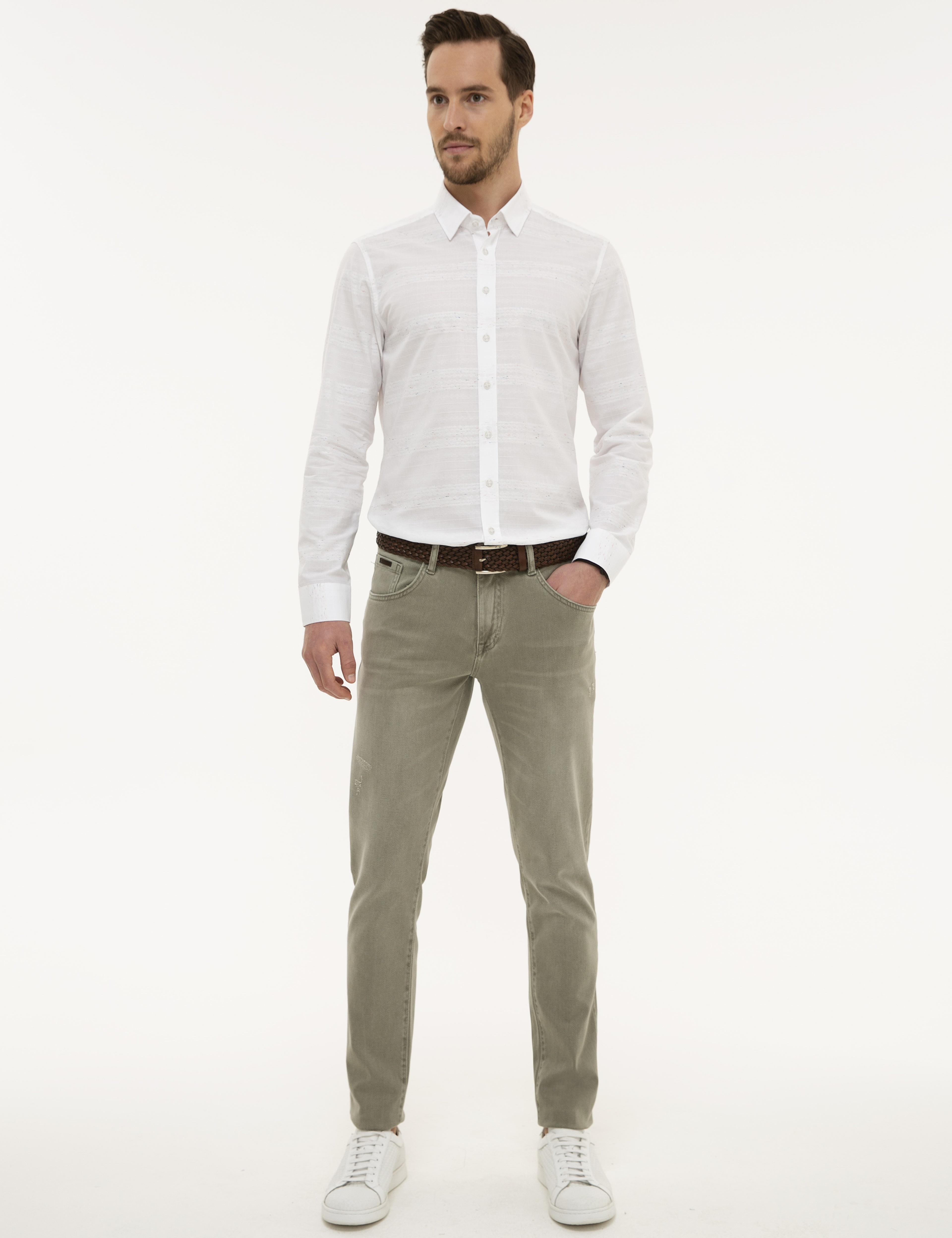 Beyaz Slim Fit Uzun Kollu Gömlek - Image 4