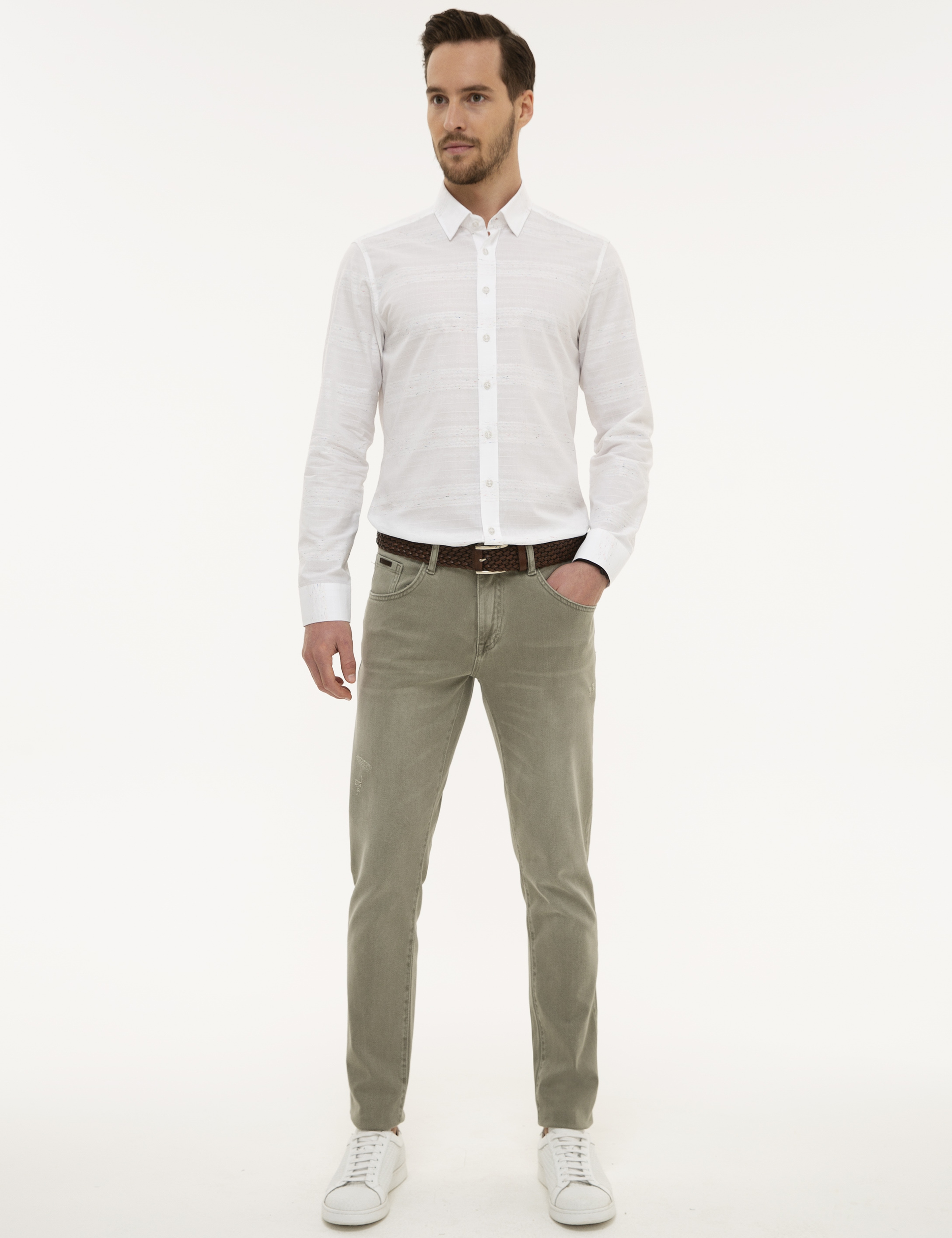 Beyaz Slim Fit Uzun Kollu Gömlek