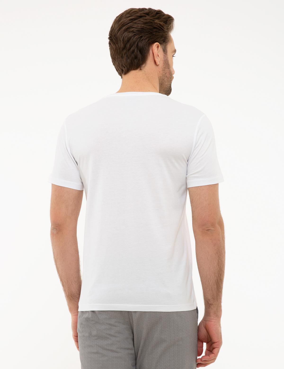 Beyaz Slim Fit Basic Tişört - 50218574018