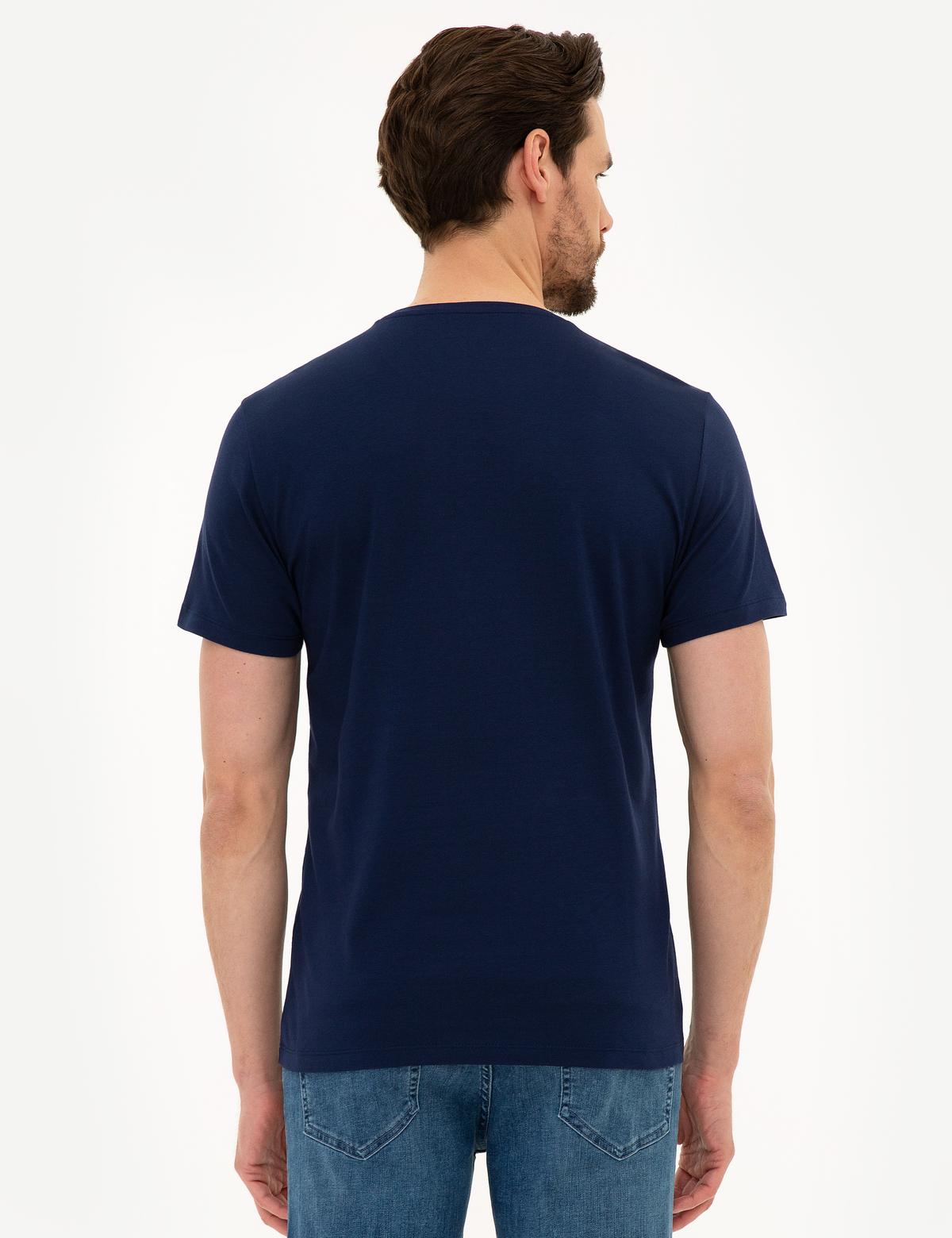 Lacivert Slim Fit Basic Tişört - 50218574006