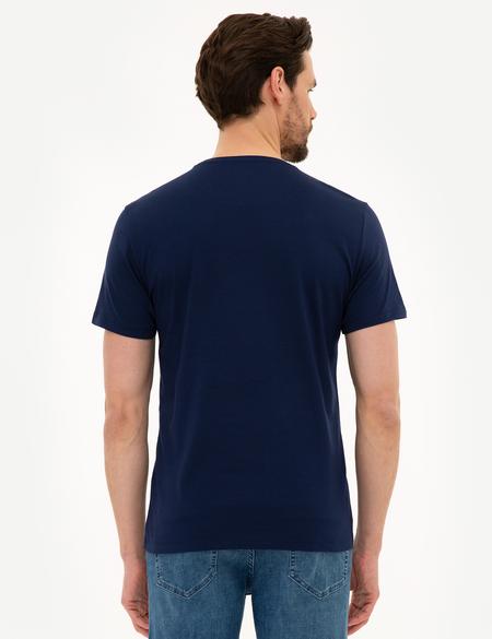 Lacivert Slim Fit Basic Tişört - 50218574006