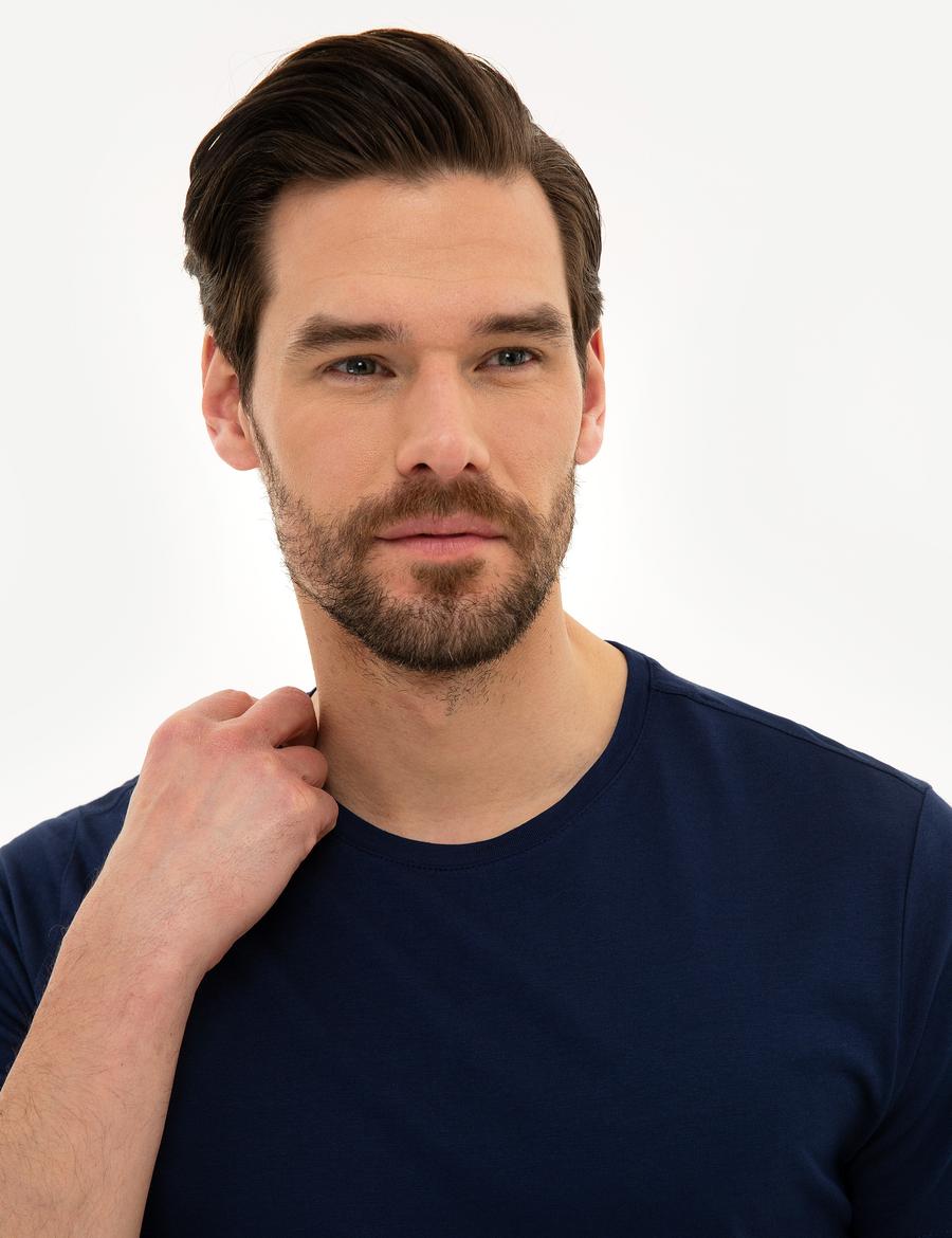 Lacivert Slim Fit Basic Tişört