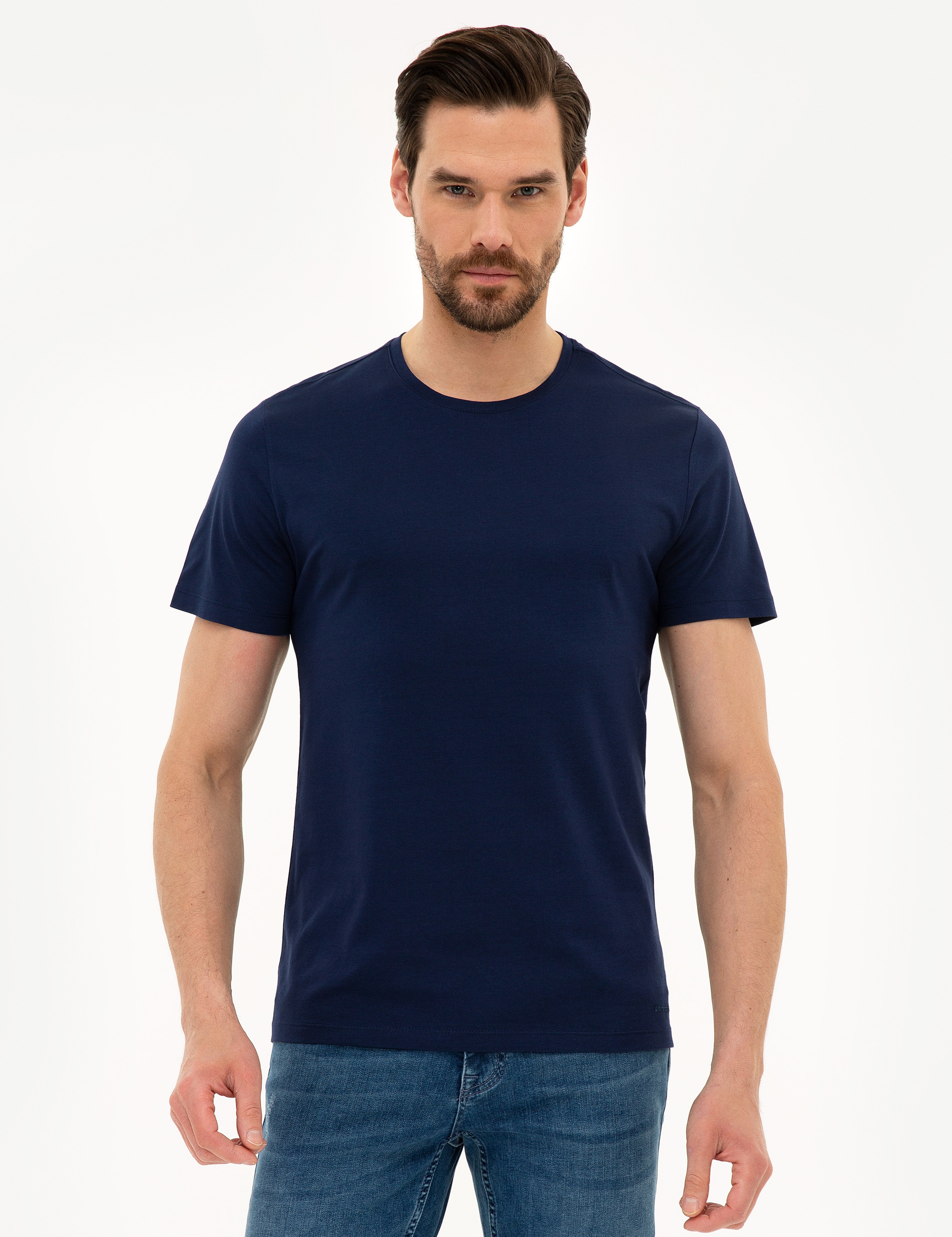 Lacivert Slim Fit Basic Tişört - Image 2