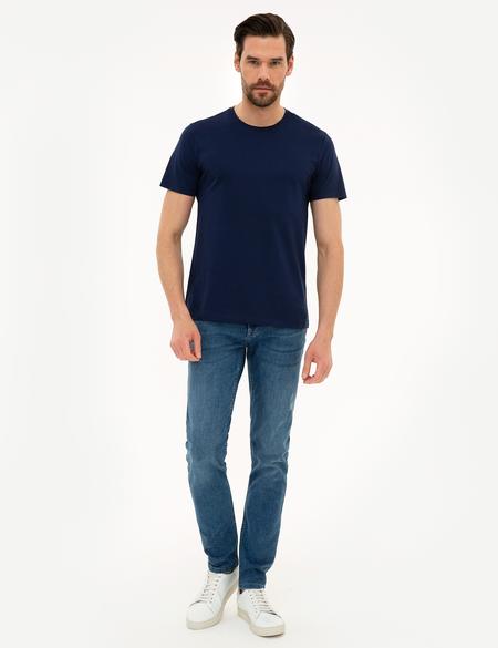 Lacivert Slim Fit Basic Tişört - 50218574006
