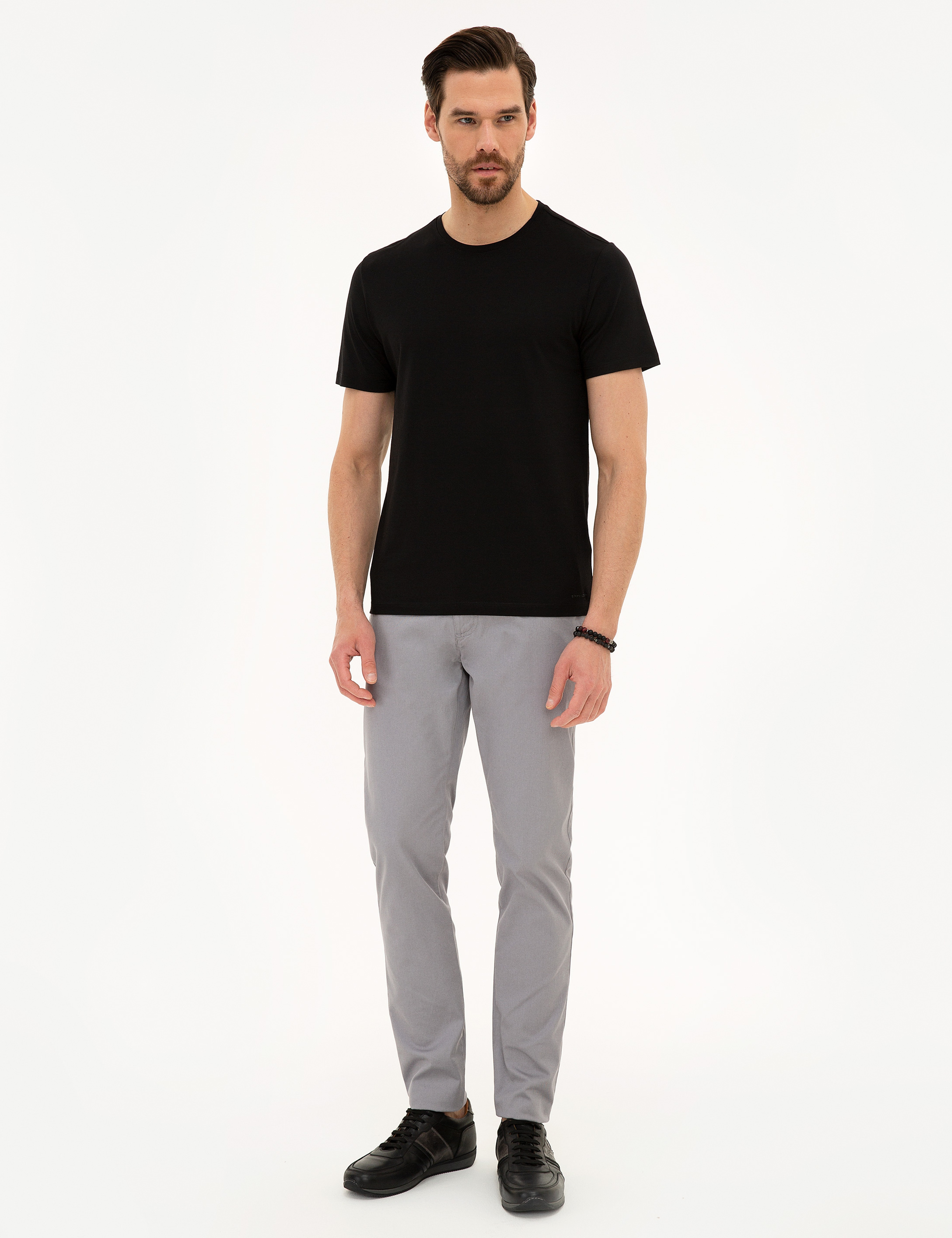Siyah Slim Fit Bisiklet Yaka Basic T-Shirt - Image 4