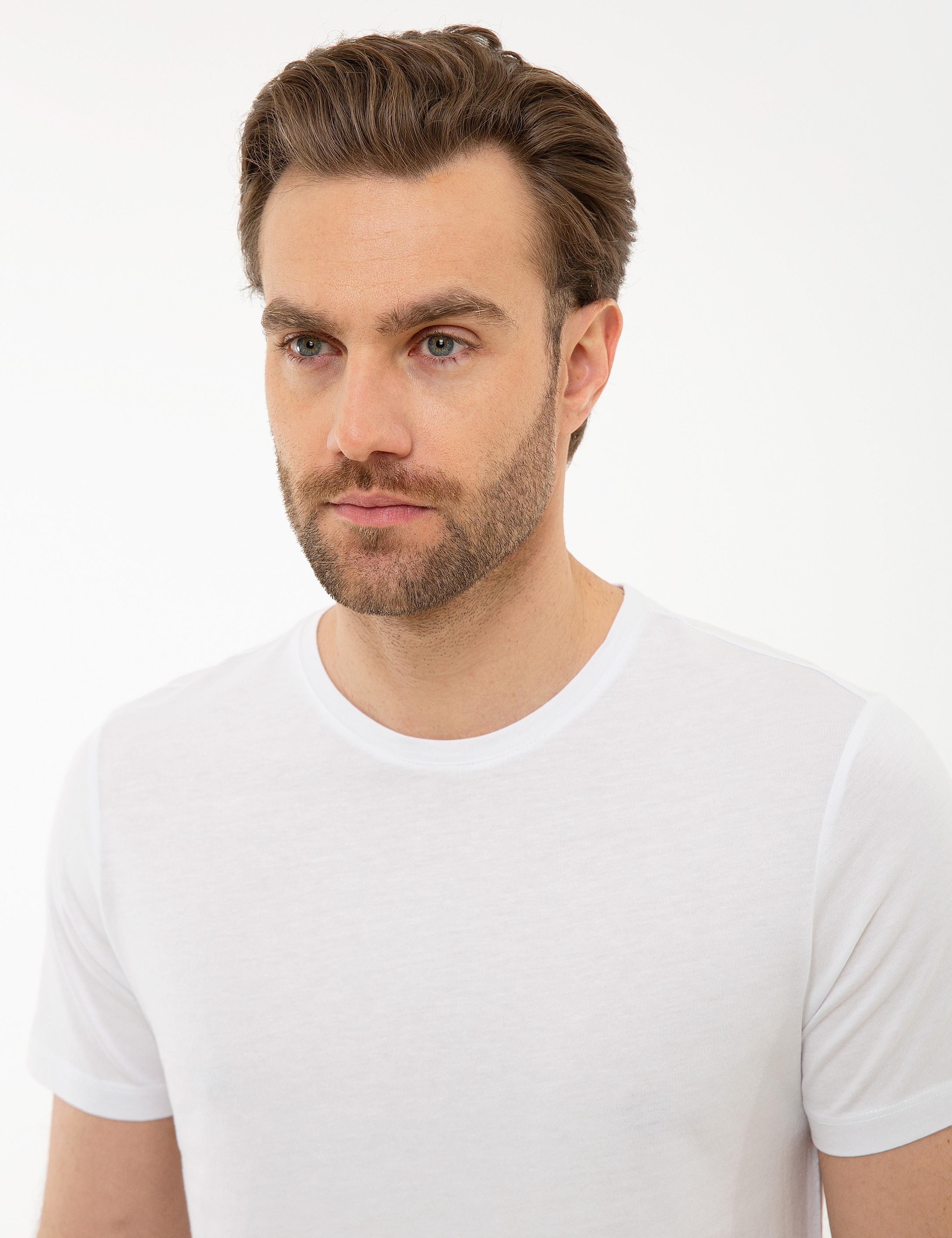 Beyaz Slim Fit Basic Tişört