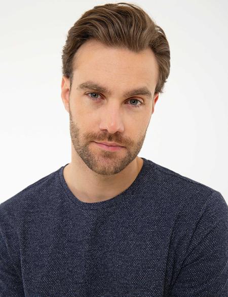 Lacivert Slim Fit Tişört - 50218575016