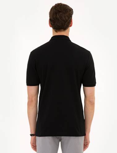 Siyah Regular Fit Basic Polo Yaka T-Shirt