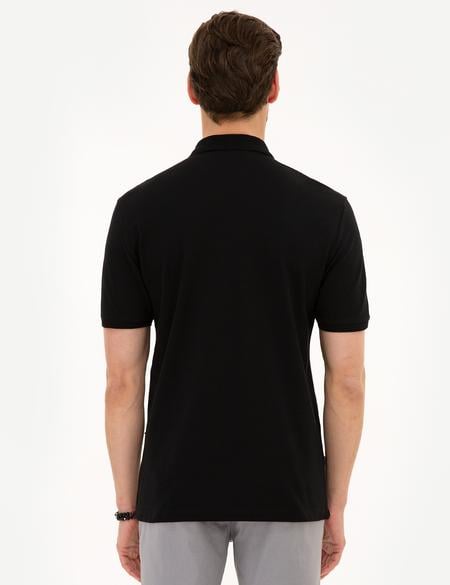 Siyah Regular Fit Basic Polo Yaka T-Shirt - 50218586002