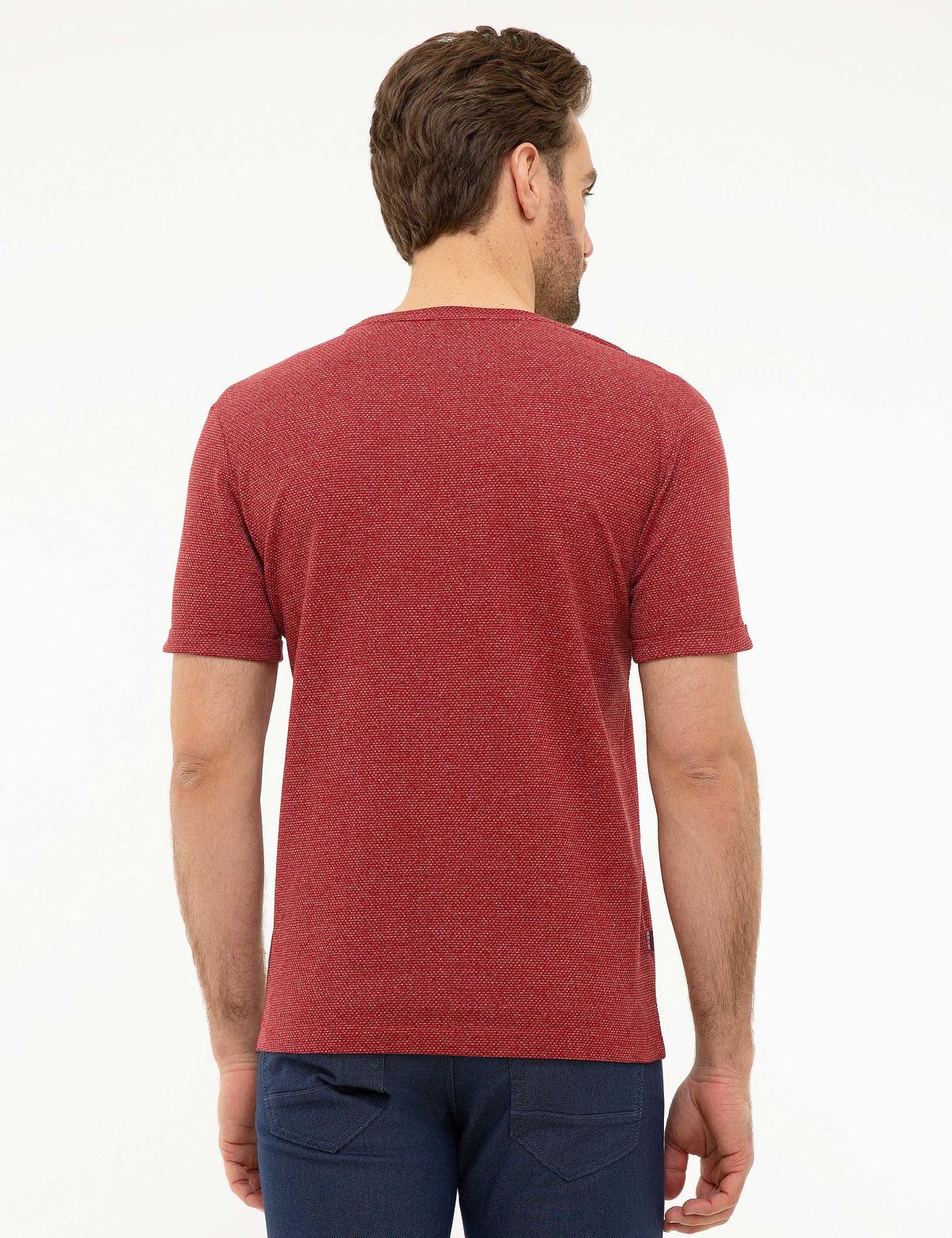Bordo Slim Fit Bisiklet Yaka Tişört - 50218575034
