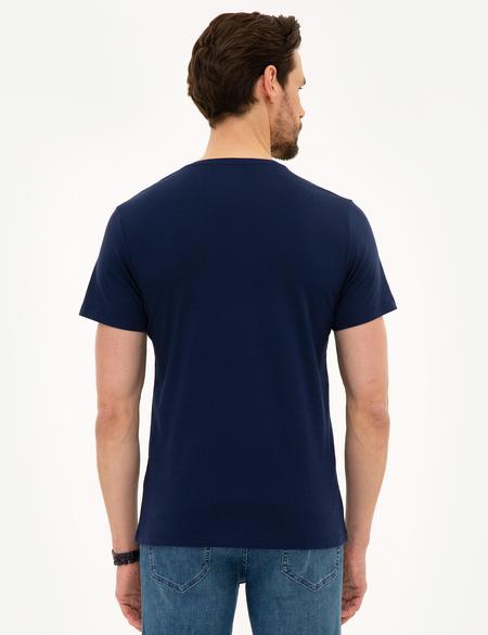 Lacivert Slim Fit V Yaka Basic T-Shirt - 50218576003