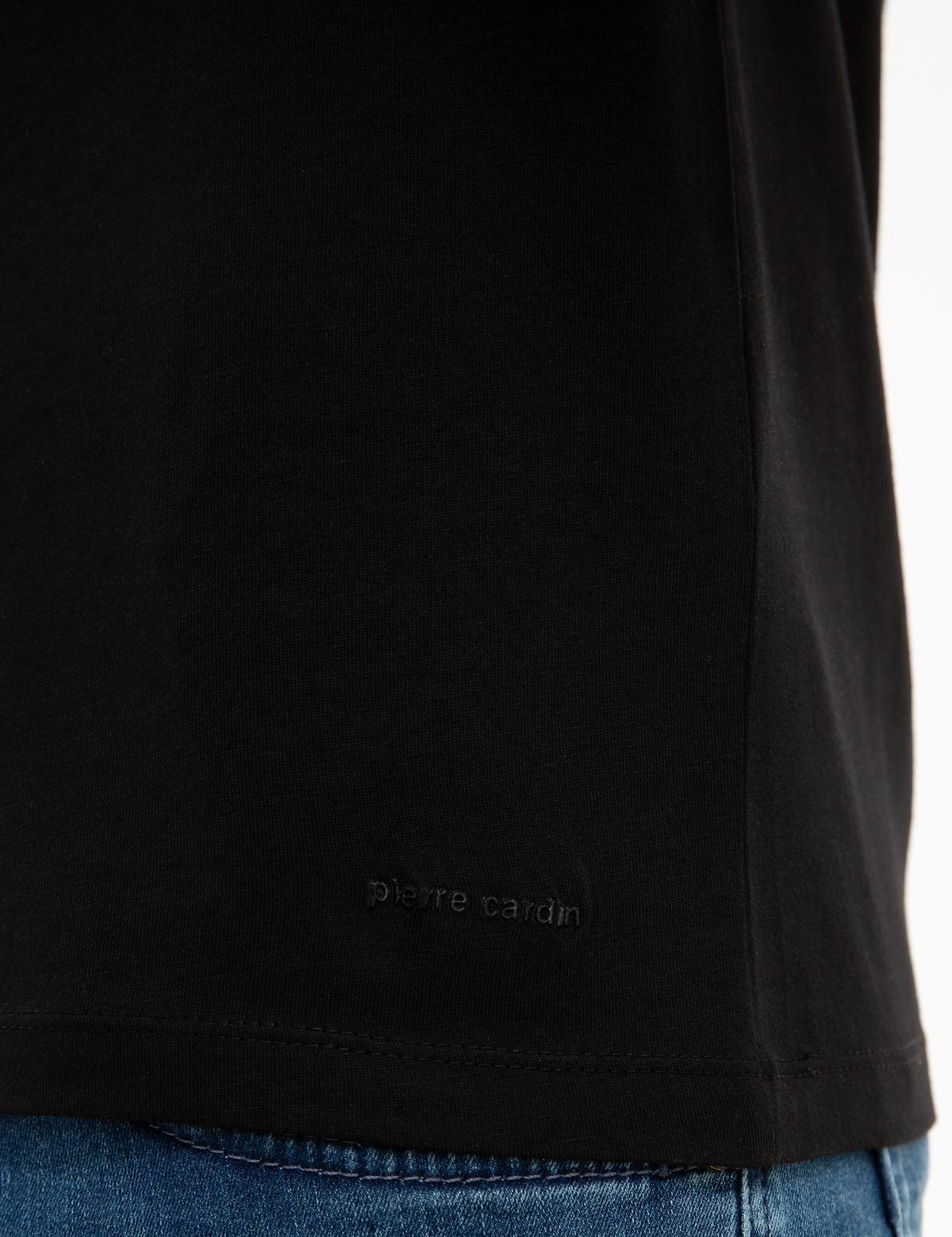 Siyah Slim Fit V Yaka Basic T-Shirt - 50218576022