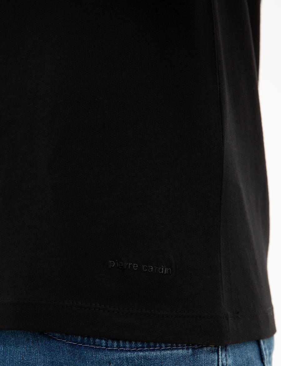 Siyah Slim Fit V Yaka Basic T-Shirt