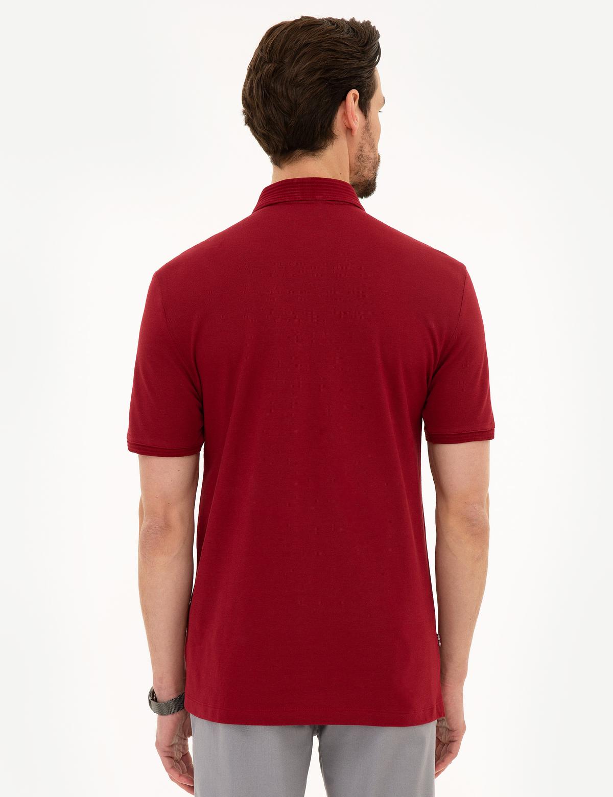 Bordo Regular Fit Polo Yaka Basic Tişört - 50218586042