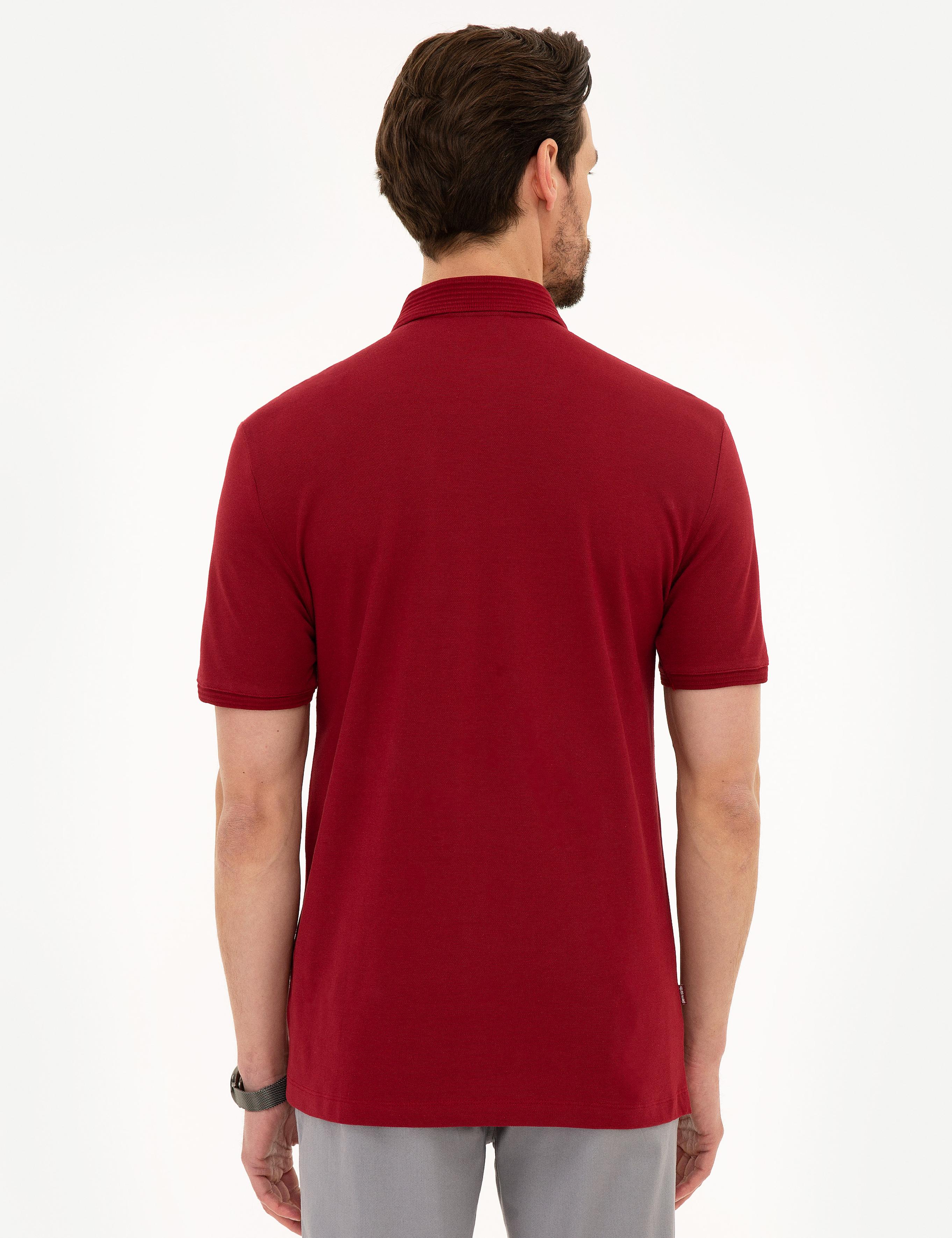 Bordo Regular Fit Polo Yaka Basic Tişört