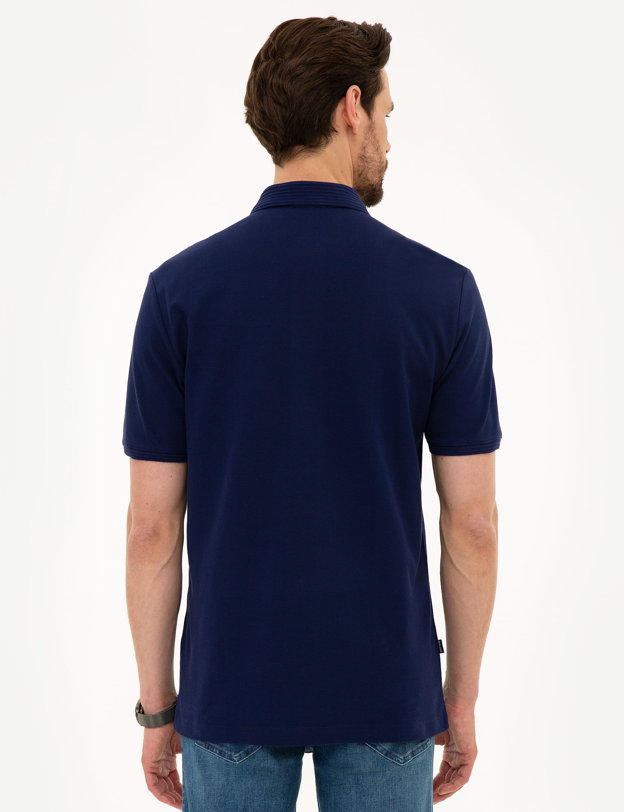 Pierre Cardin Lacivert Regular Fit Polo Yaka Basic Tişört görsel 3