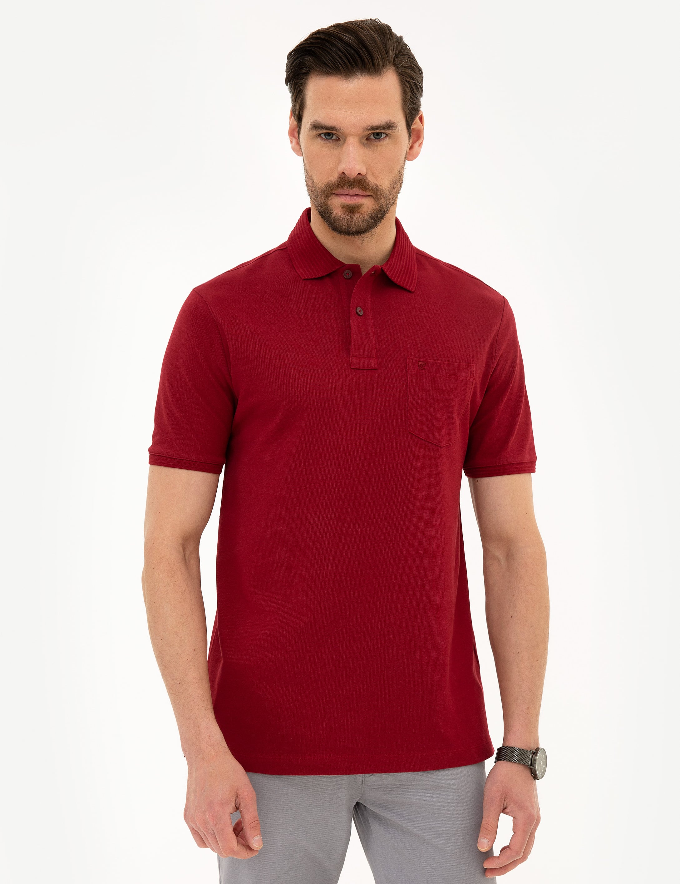 Pierre Cardin Bordo Regular Fit Polo Yaka Basic Tişört görsel 2