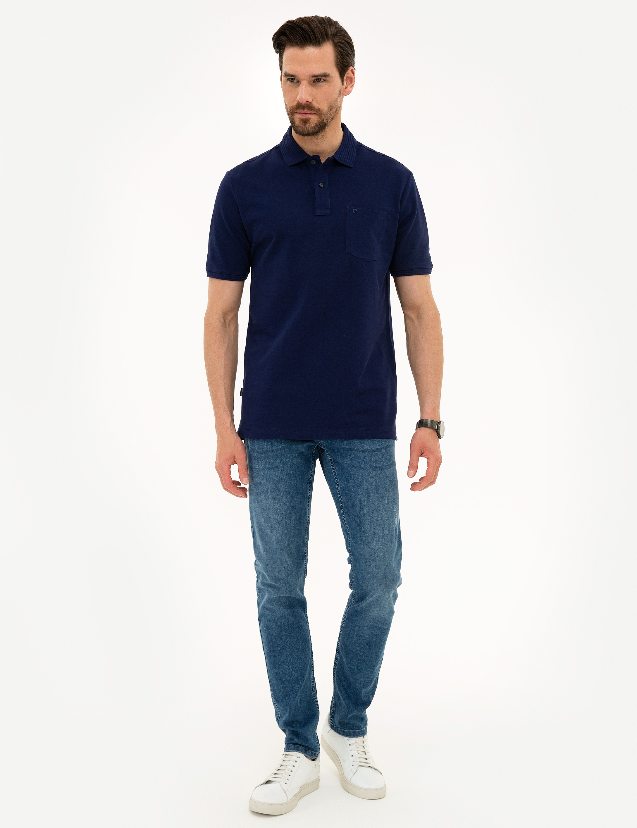Pierre Cardin Lacivert Regular Fit Polo Yaka Basic Tişört görsel 4