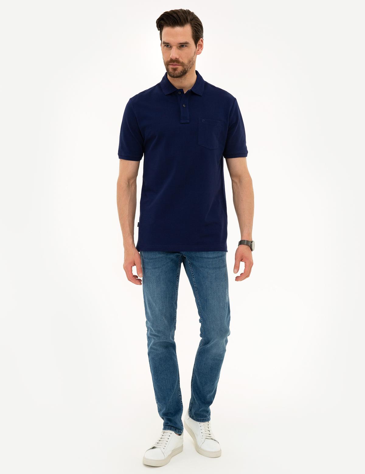 Lacivert Regular Fit Polo Yaka Basic Tişört - 50218586105