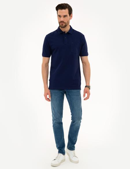 Lacivert Regular Fit Polo Yaka Basic Tişört - 50218586105