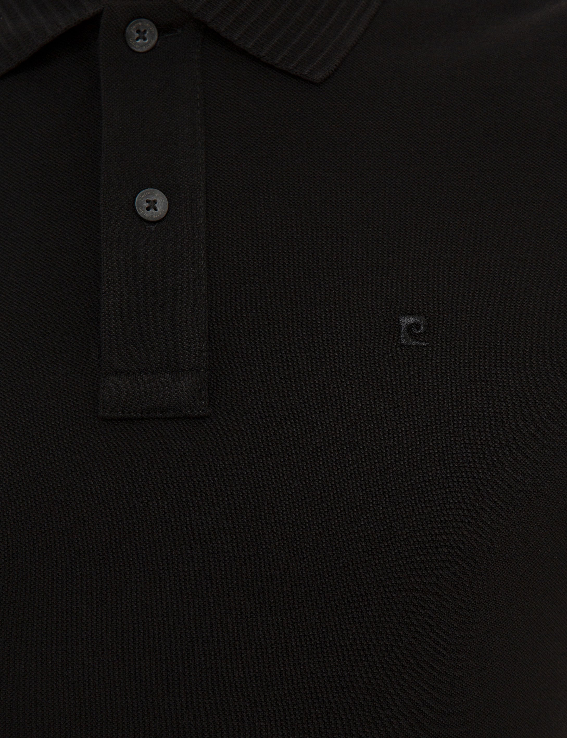 Siyah Slim Fit Polo Yaka Basic T-Shirt