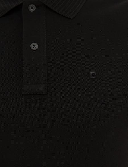 Siyah Slim Fit Polo Yaka Basic T-Shirt - 50218589009