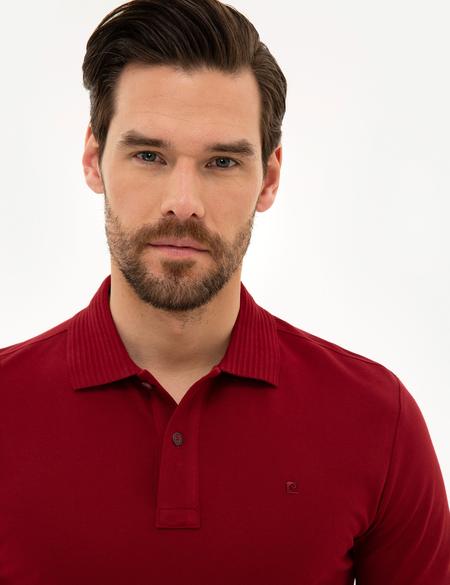 Bordo Slim Fit Polo Yaka Basic Tişört - 50218589027