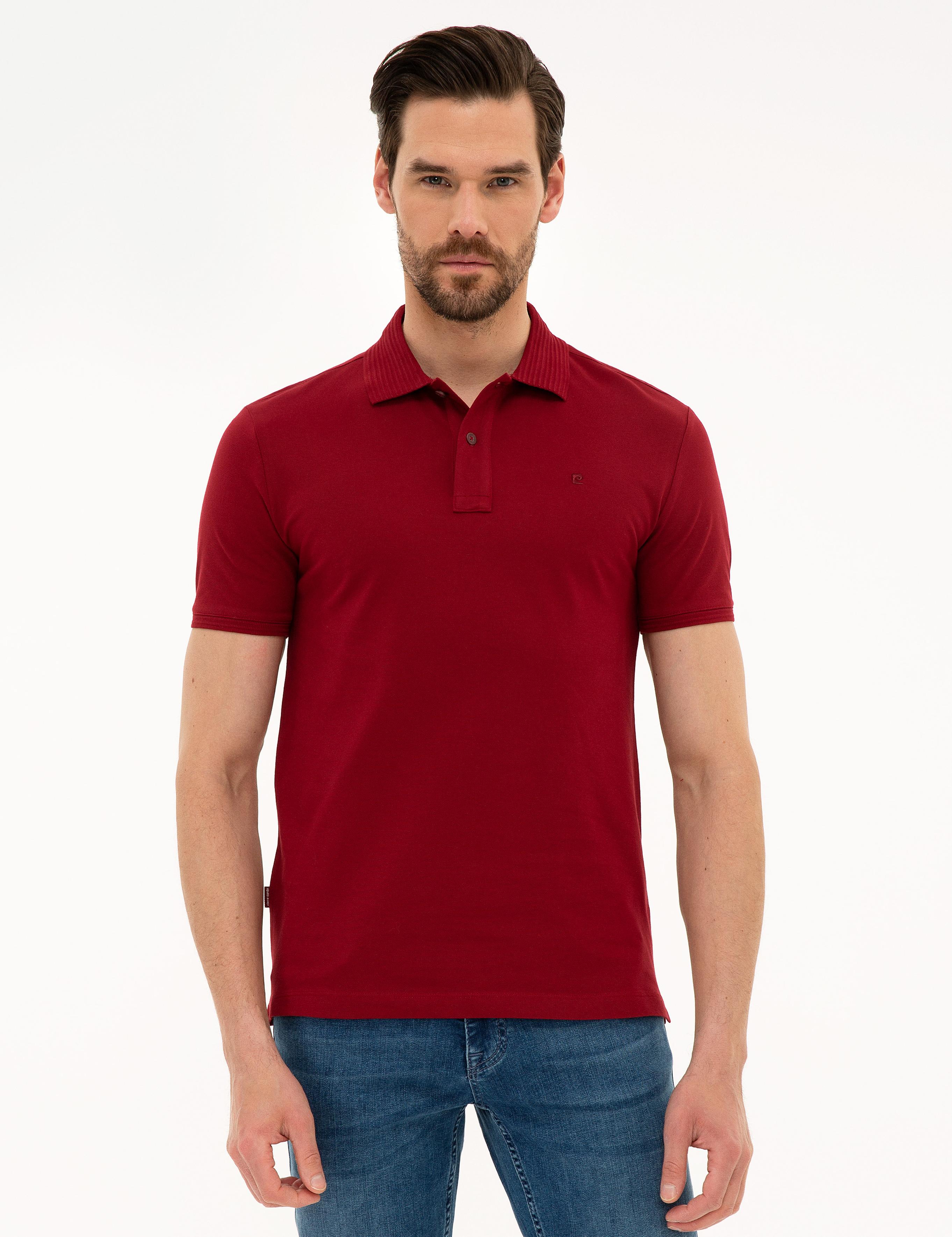 Bordo Slim Fit Polo Yaka Basic Tişört