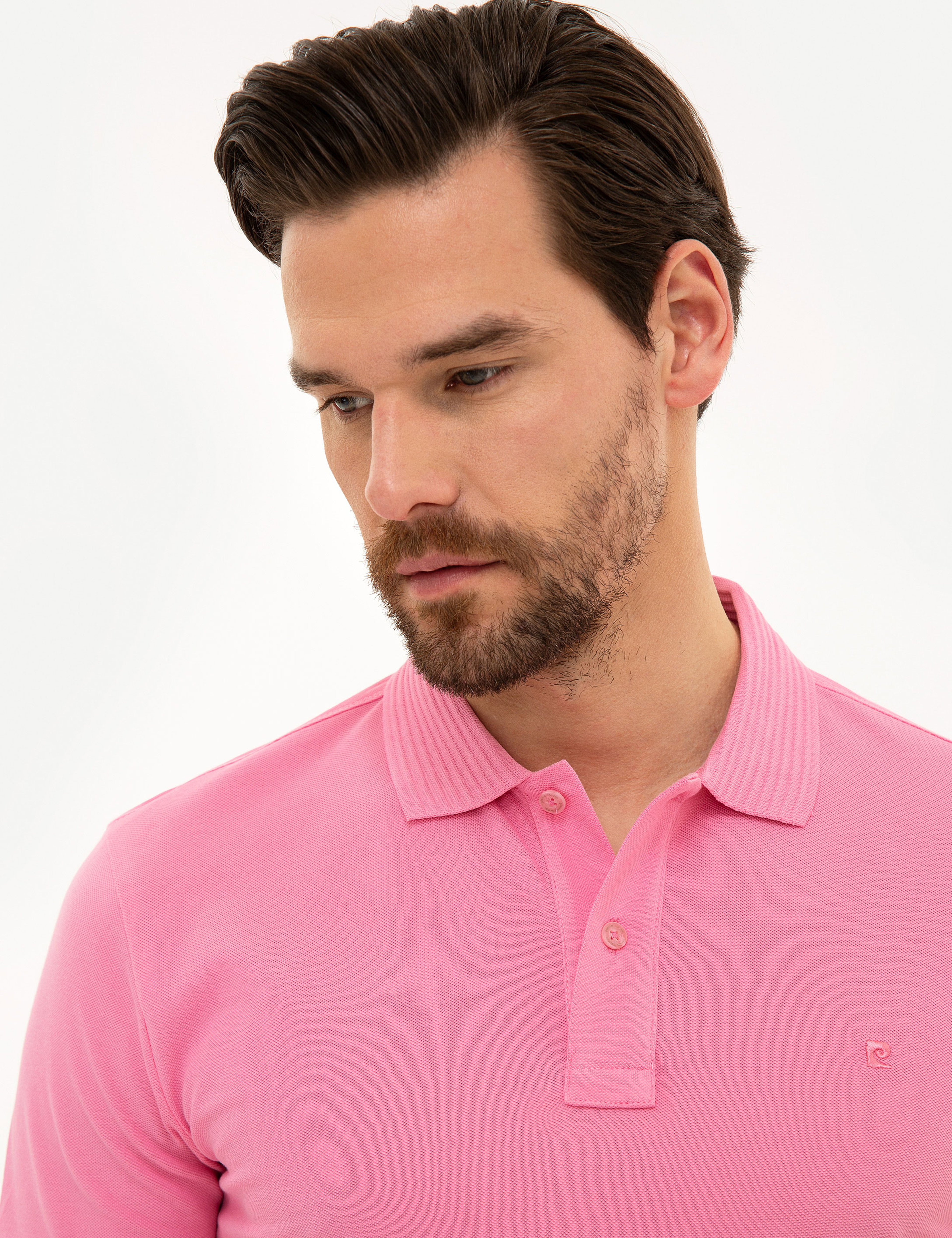 Pembe Slim Fit Polo Yaka Basic Tişört