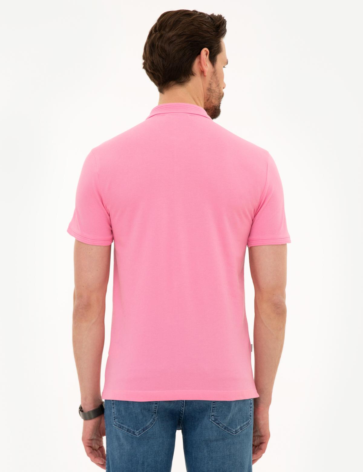 Pembe Slim Fit Polo Yaka Basic Tişört - 50218589070