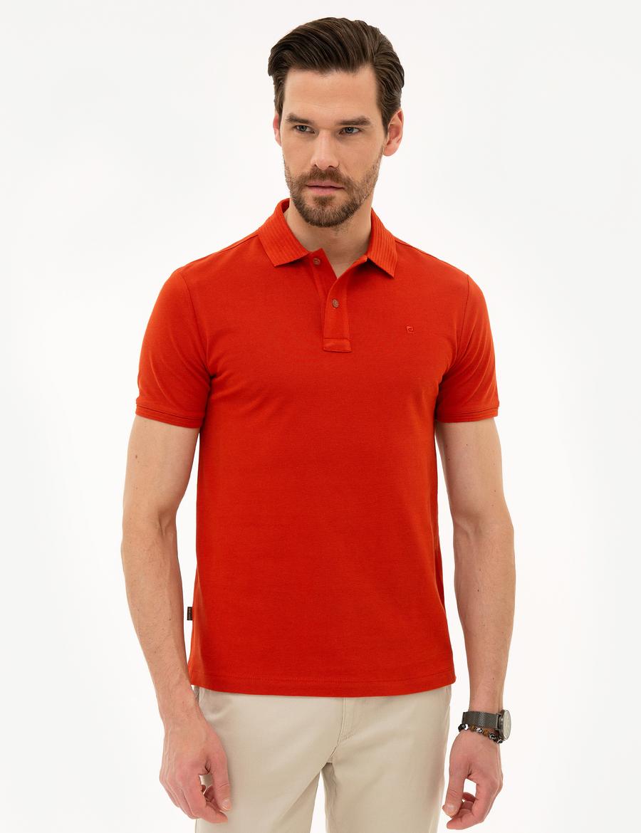 Kiremit Slim Fit Polo Yaka Basic T-Shirt