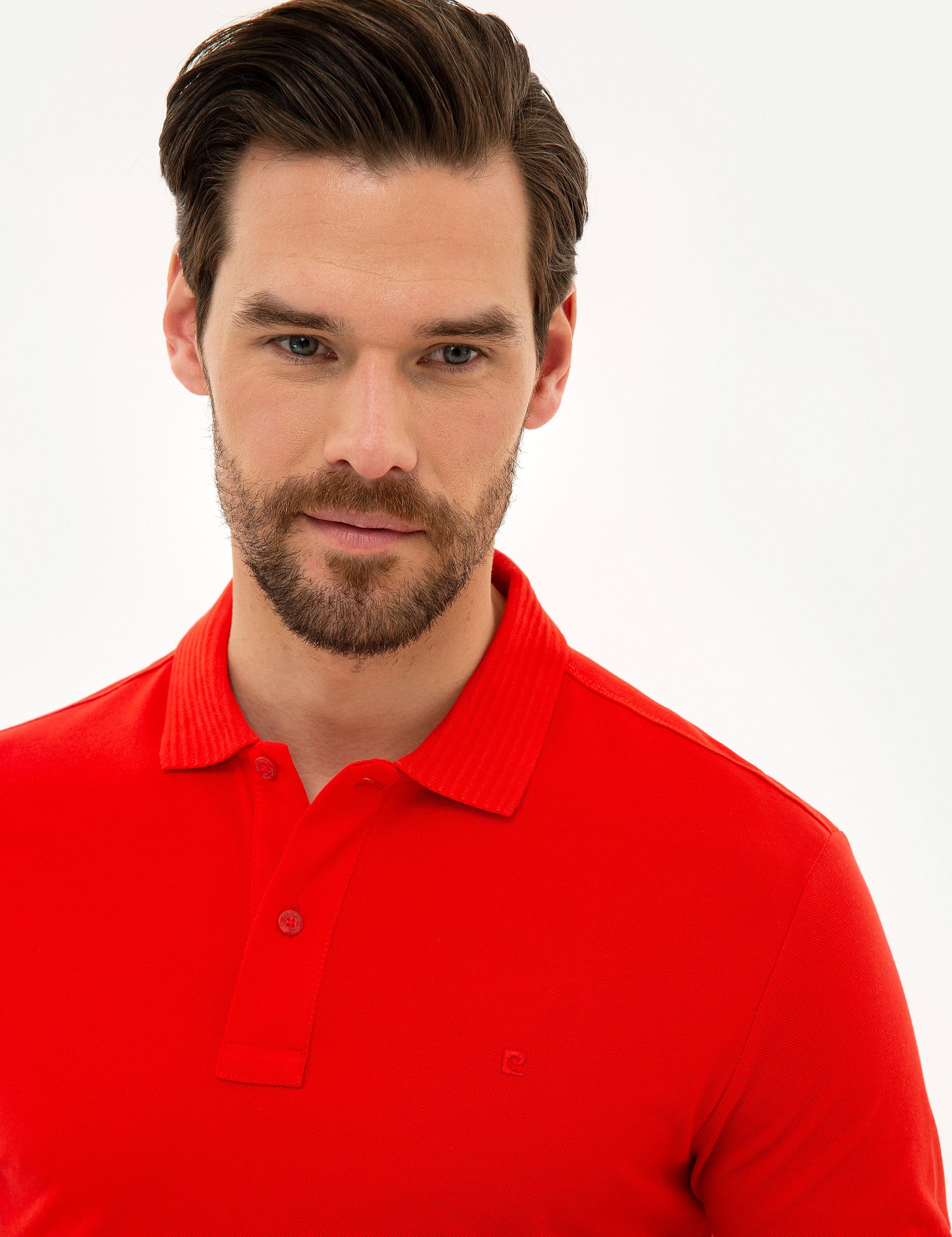 Kırmızı Slim Fit Polo Yaka Basic Tişört