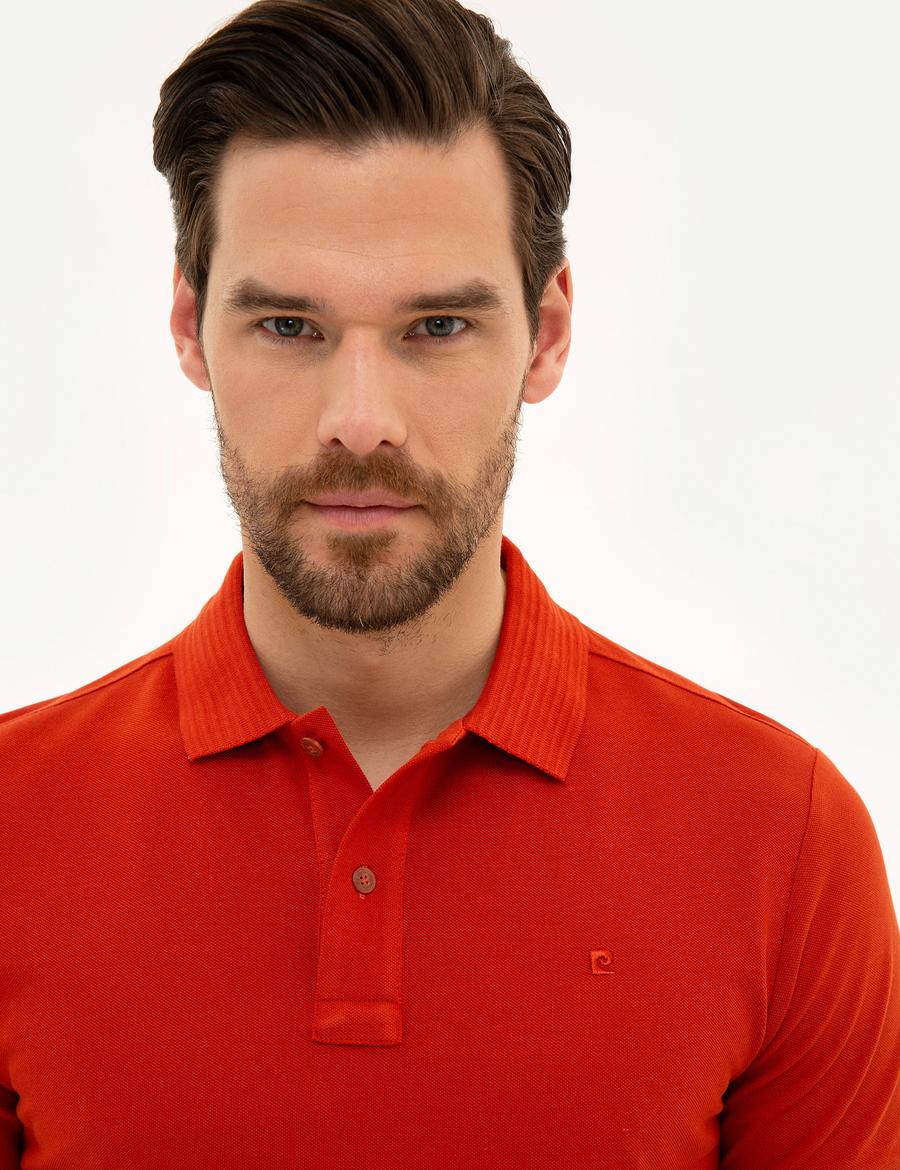 Kiremit Slim Fit Polo Yaka Basic T-Shirt