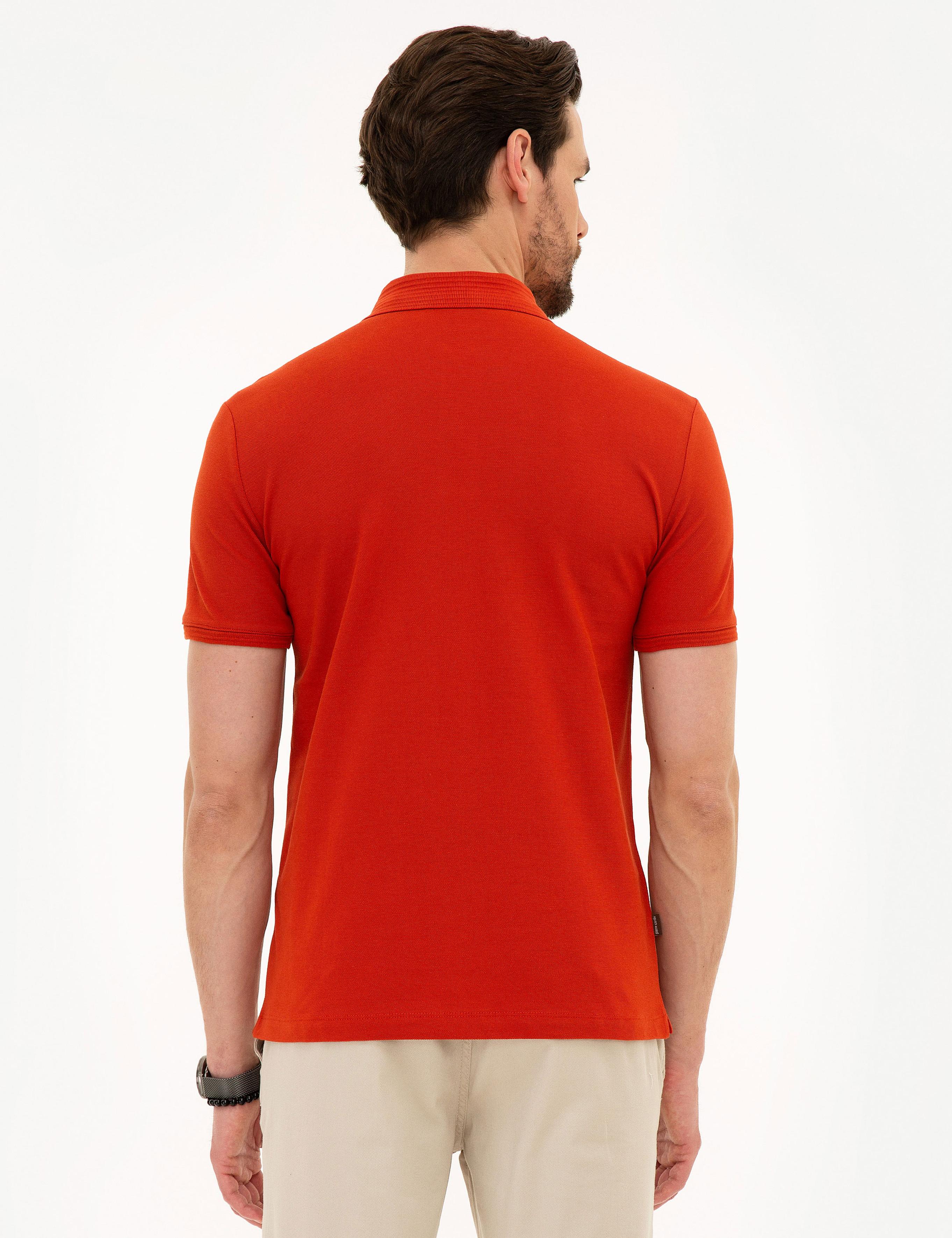 Kırmızı Slim Fit Polo Yaka Basic Tişört