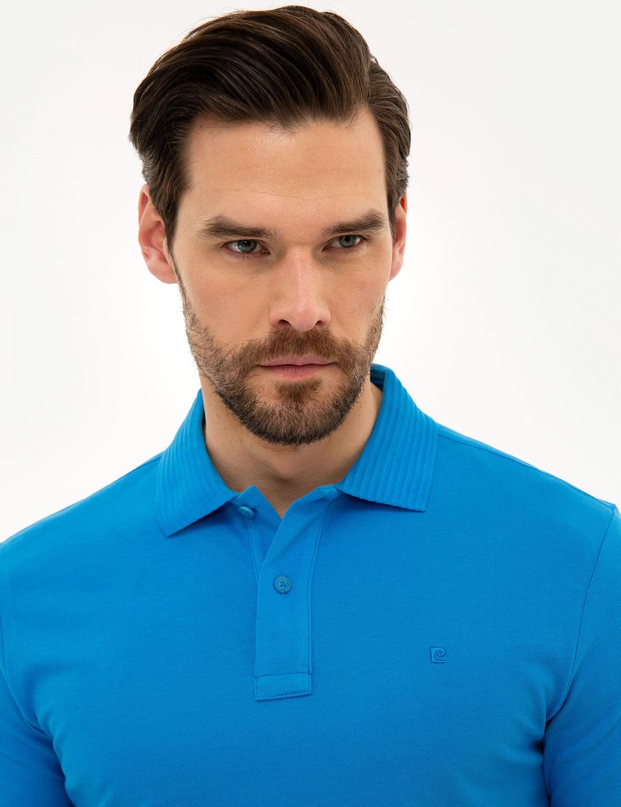 Kobalt Mavi Slim Fit Basic T-Shirt