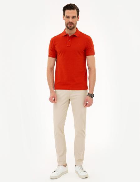 Kırmızı Slim Fit Polo Yaka Basic Tişört - 50218589106