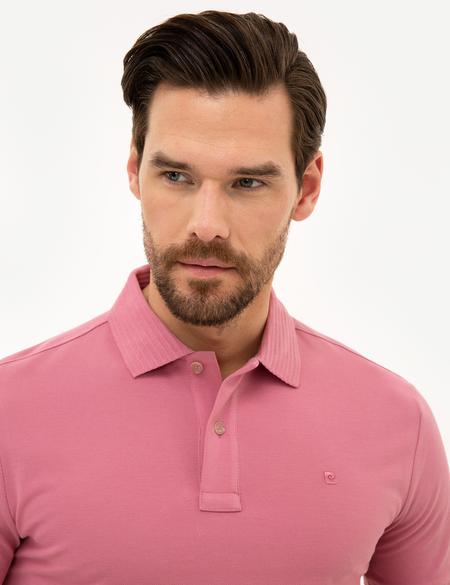 Gül Kurusu Slim Fit Polo Yaka Basic Tişört - 50218589208
