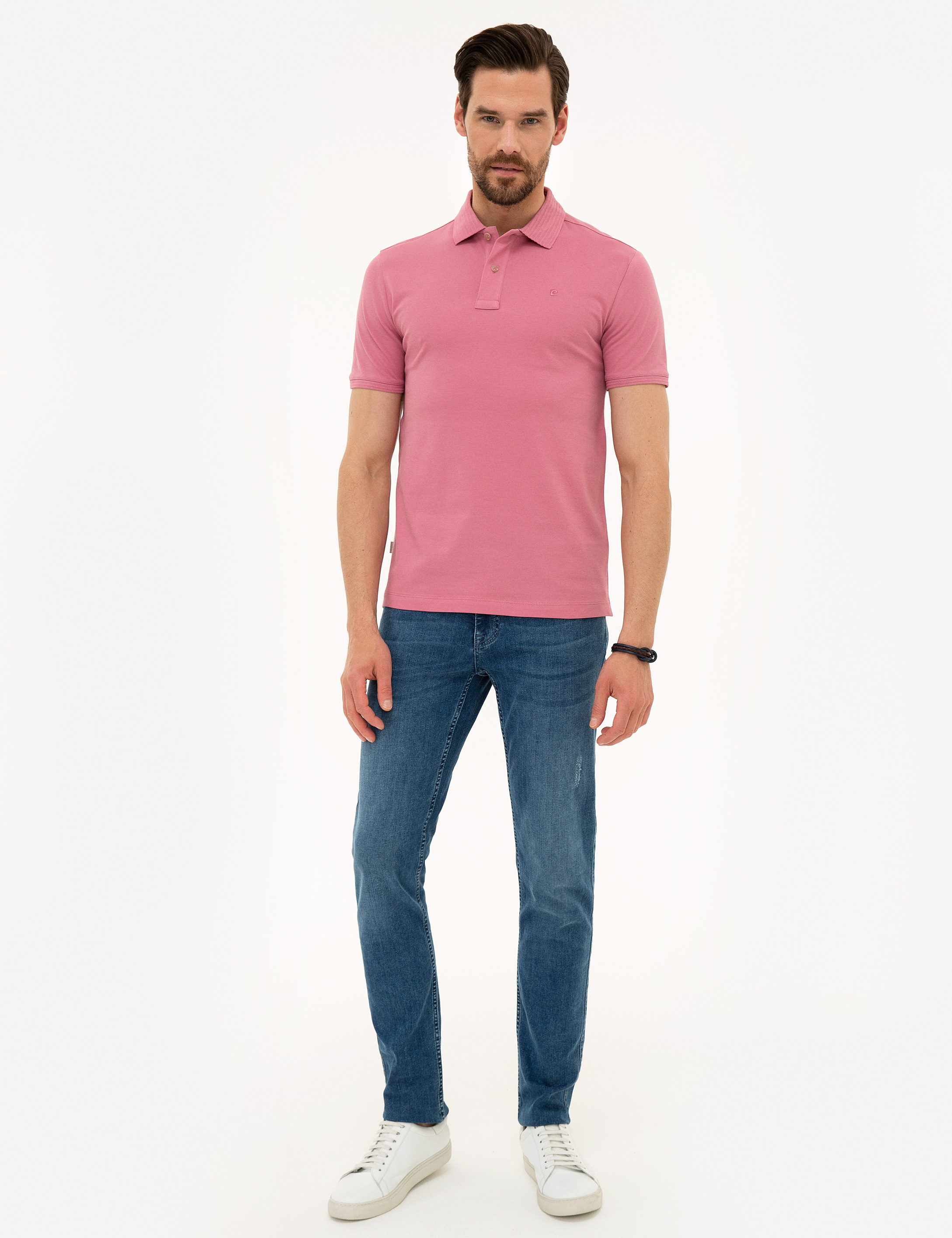 Gül Kurusu Slim Fit Polo Yaka Basic Tişört - Image 4
