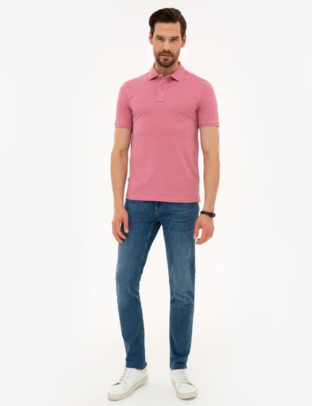 Gül Kurusu Slim Fit Polo Yaka Basic Tişört - 50218589208
