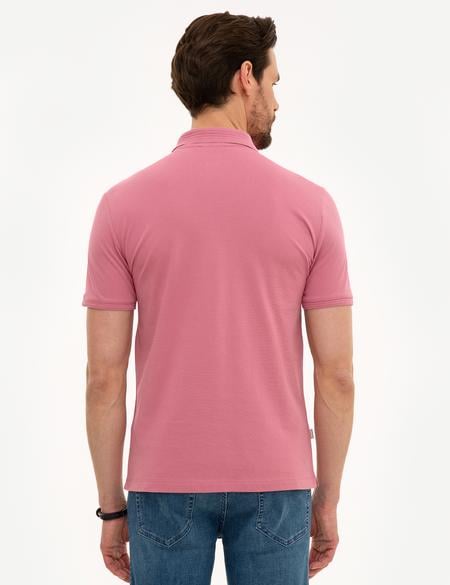 Gül Kurusu Slim Fit Polo Yaka Basic Tişört - 50218589208