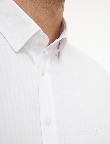 Beyaz Slim Fit Armürlü Gömlek - 50219273002