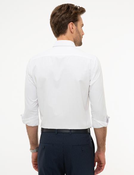 Beyaz Slim Fit Armürlü Gömlek - 50219273002