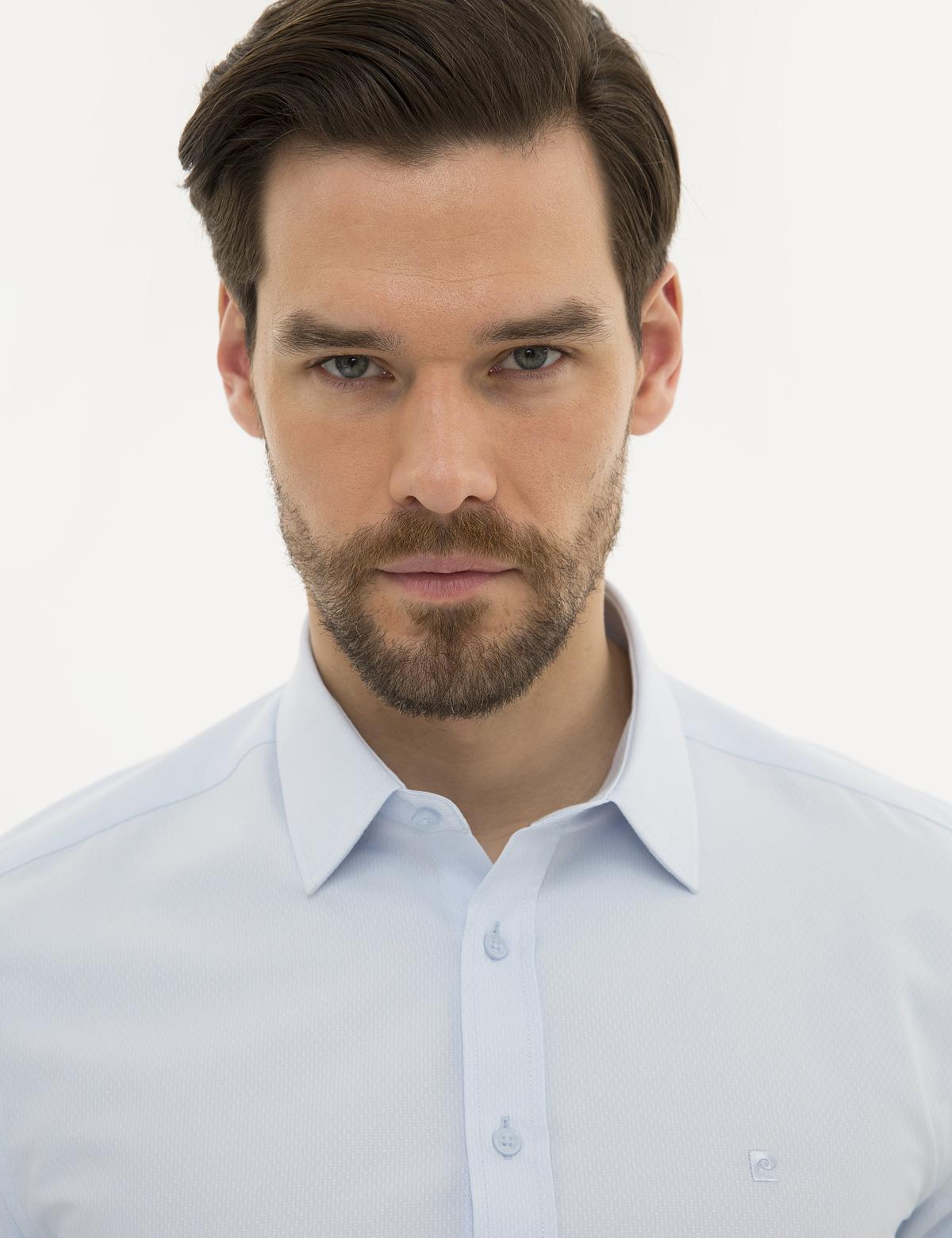 Açık Mavi Slim Fit Armürlü Gömlek - 50219274019