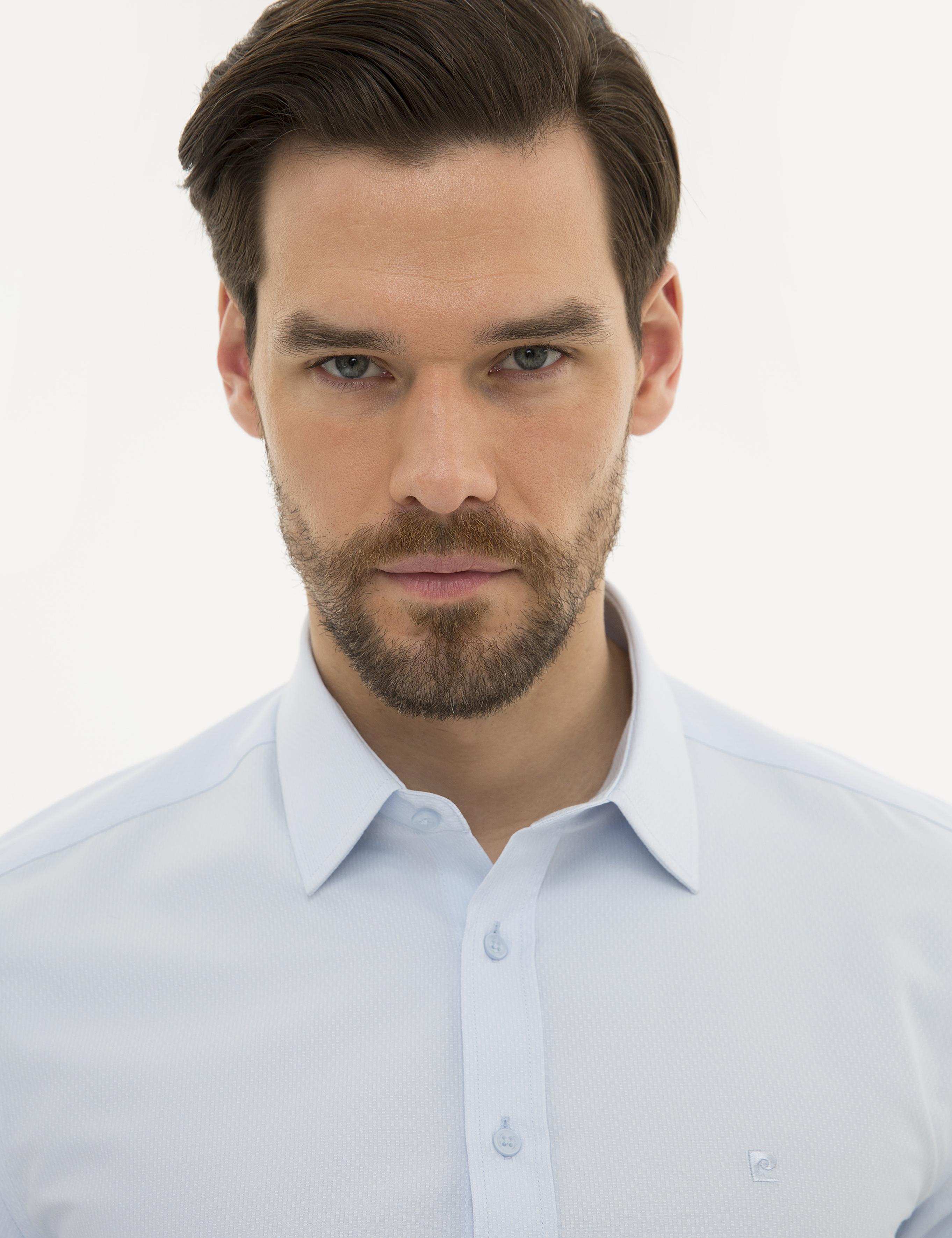 Açık Mavi Slim Fit Armürlü Gömlek