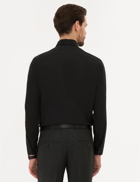 Siyah Slim Fit Armürlü Gömlek - 50219274030