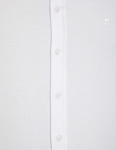 Beyaz Slim Fit Armürlü Gömlek - 50219287005