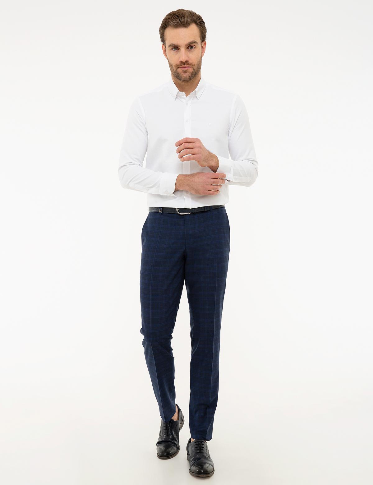 Beyaz Slim Fit Armürlü Gömlek - 50219287005